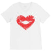 lip print heart V-Neck Tee