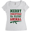 Merry Christmas Ya Filthy Animal Women's Triblend Scoop T-shirt