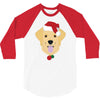 golden retriever dog with red santa's hat 3/4 Sleeve Shirt