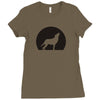 wolf howling at moon Ladies Fitted T-Shirt