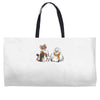 the owl and the weasel Weekender Totes