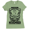Never Underestimate Dog Rescuer Who Was Born November Ladies Fitted T-Shirt