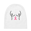 breast with pink ribbon Baby Beanies