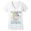 unicorns are born in april cute unicorn Women's V-Neck T-Shirt