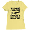 weekend rugby forecast beer pub drink Ladies Fitted T-Shirt