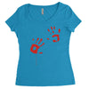 bloody hand print funny zombie kill undead blood horror killer Women's Triblend Scoop T-shirt