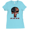 skull us flag live free or die Ladies Fitted T-Shirt
