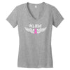 angel wing believe breast cancer Women's V-Neck T-Shirt
