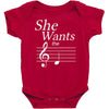 she wants the d black Baby Bodysuit