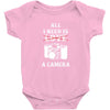 All i Need is Love A Camera Baby Bodysuit
