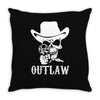 outlaw cow boy motor bike Throw Pillow