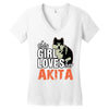 This Girl Loves Her Akita Women's V-Neck T-Shirt