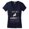 santa aries xhristmas ugly t shirts Women's V-Neck T-Shirt