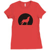 wolf howling at moon Ladies Fitted T-Shirt