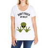 Alien Says Don't Touch My Belly Ladies Curvy T-Shirt