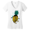 pineapple skateboarding Women's V-Neck T-Shirt