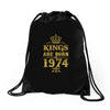 kings are born in 1974 Drawstring Bags