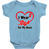 niece i wear a red heart ribbon Baby Onesie