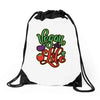vegan for life Drawstring Bags