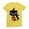 witch cat Ladies Fitted T-Shirt