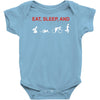 eat, sleep &amp; train triathlon sports, gym, athletic Baby Onesie