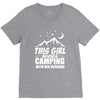 Camper Couple Girl White V-Neck Tee
