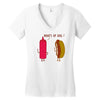 what up dog ketchup hot dog Women's V-Neck T-Shirt