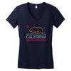 neon sign california republic flag bear Women's V-Neck T-Shirt