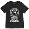 Never Underestimate Old Man Who Was Born October V-Neck Tee