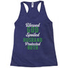 blessed god by spoiled by my husband protected by both Racerback Tank