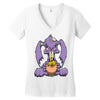 zombie bunny loves brains Women's V-Neck T-Shirt