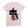 witch cat Ladies Fitted T-Shirt