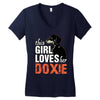 This Girl Loves Her Doxie Women's V-Neck T-Shirt