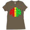 rasta skull and crossbones reggae dub club rave Ladies Fitted T-Shirt