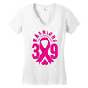 end breast cancer   39 warriors Women's V-Neck T-Shirt