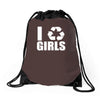 i recycle girls  funny Drawstring Bags