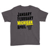 January February Michigan April - March Madness Basketball Youth Tee