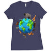 animal polygon around the planet Ladies Fitted T-Shirt
