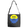 bearded smiley face Adjustable Strap Totes