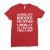 when life knocks me down Ladies Fitted T-Shirt