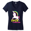 gay pride f#ck younicorn funny rude unicorn Women's V-Neck T-Shirt
