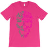 two coloured patterned skull   mens funny T-Shirt