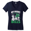 my husky is in charge! Women's V-Neck T-Shirt