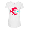 monster fish eats diver Maternity Scoop Neck T-shirt