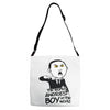 angriest boy in the world Adjustable Strap Totes