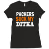 chicago bears tee packers can suck my ditka Ladies Fitted T-Shirt