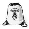 heart and nuclear explosion Drawstring Bags