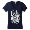 eat well travel often Women's V-Neck T-Shirt