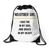 November Girl Drawstring Bags