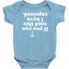 if you can read this i have capsized Baby Onesie